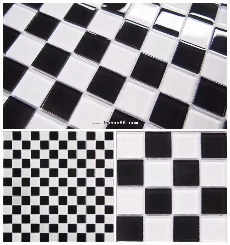 “黑白期盘格水晶马赛克”